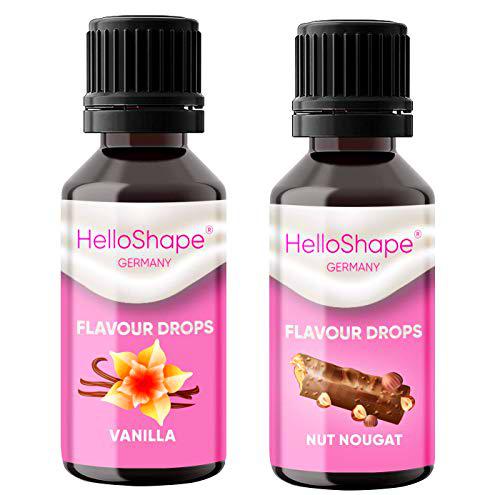 Flavour Drops - Juego de 2 frascos (2x30 ml) - Vainilla y Turrón de nueces / Gotas de sabor sin calorías para endulzar