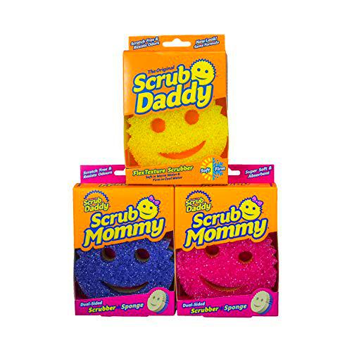 Scrub Daddy + Scrub Mommy - Paquete de 3 esponjas cambiantes de textura de doble cara