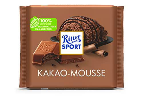 Nuevo diseño: mousse de cacao RITTER SPORT 100 g, chocolate con leche entera alpino relleno de crema de cacao aireada