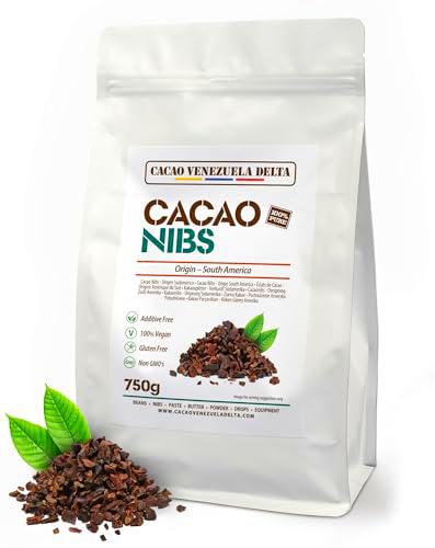 Cacao V Delta Nibs De Cacao Puro 750g - Puntas Premium Sin Azúcar Nibs Chocolate Negro Naturales Veganos Sin Gluten Antioxidantes Con Flavonoides No GMO