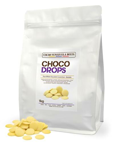 Cacao V Delta Chocolate Blanco Profesional 1kg - Cobertura en Obleas con Manteca de Cacao