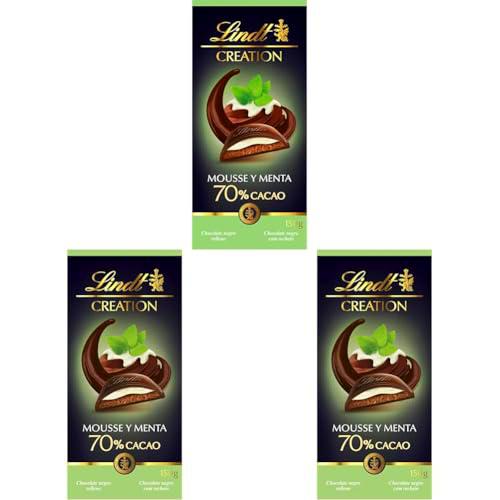 Lindt CREATION Chocolate Negro 70% con Menta 150g - Tableta Rellena de Mousse Refrescante (Paquete de 3)