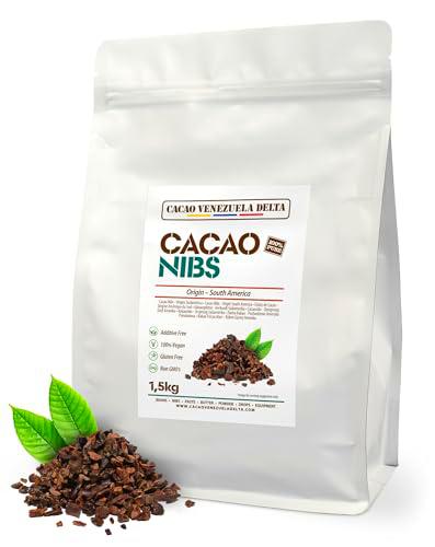 Cacao V Delta Nibs De Cacao Puro 1.5Kg - Puntas Premium Sin Azúcar Nibs Chocolate Negro Naturales Veganos Sin Gluten Antioxidantes Con Flavonoides No GMO