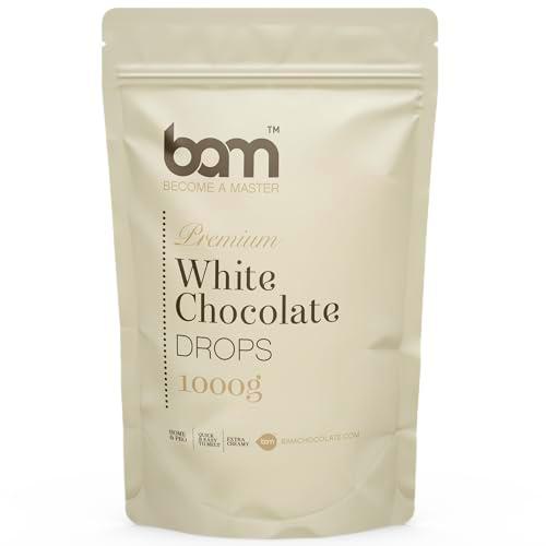 BAM Pepitas de Chocolate Blanco, 1 kg - Chocolate para Fundir